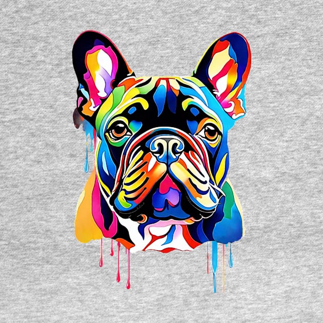 French Bulldog Watercolor Drip by Angel King Design